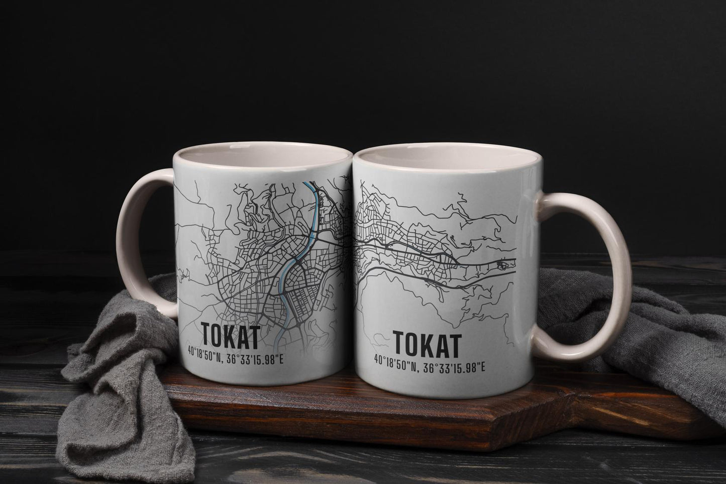 Tokat Şehir Haritası Baskılı Porselen Kupa Bardak