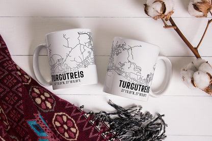 Turgutreis Şehir Haritası Baskılı Porselen Kupa Bardak