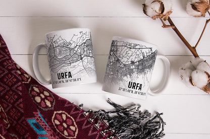 Urfa Şehir Haritası Baskılı Porselen Kupa Bardak