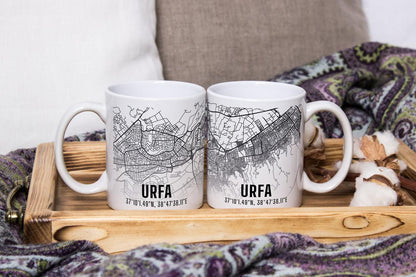 Urfa Şehir Haritası Baskılı Porselen Kupa Bardak