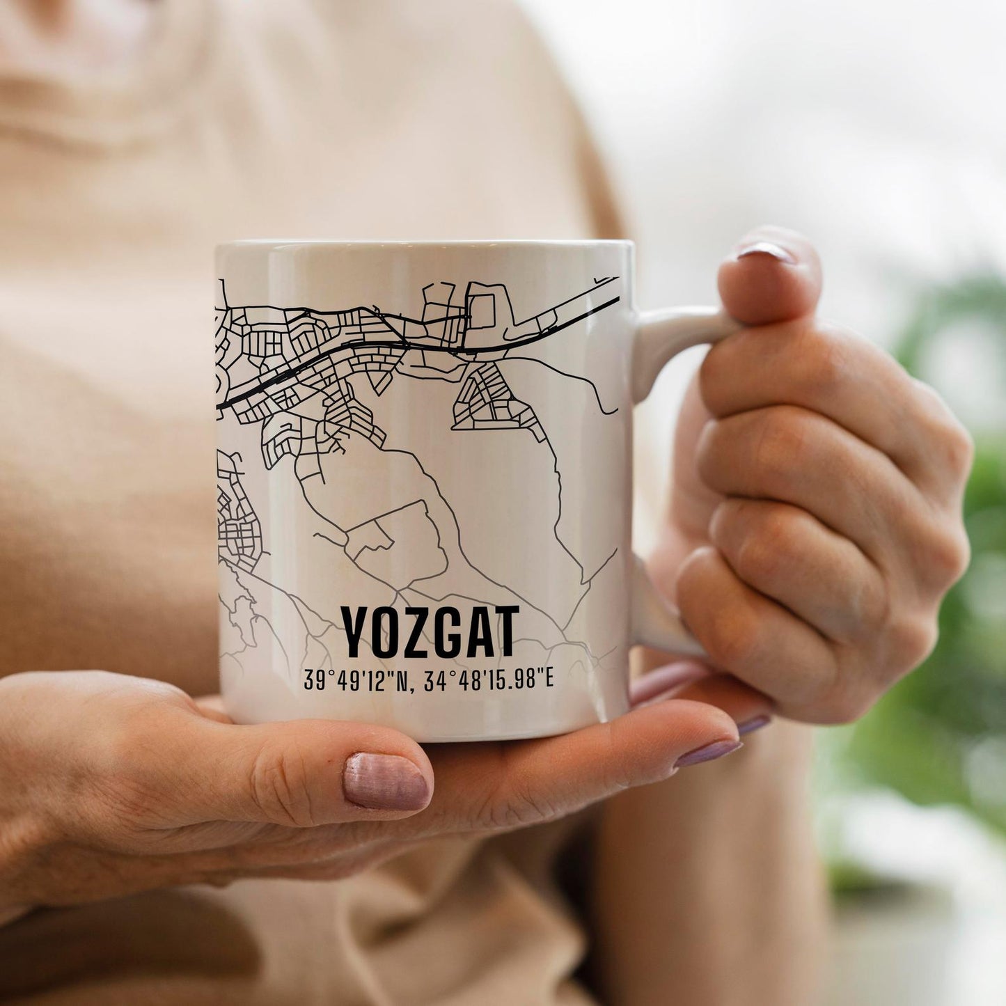 Yozgat Şehir Haritası Baskılı Porselen Kupa Bardak