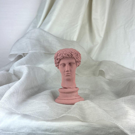 Antik Pembe Hermes Heykel Büst Biblo 13 cm