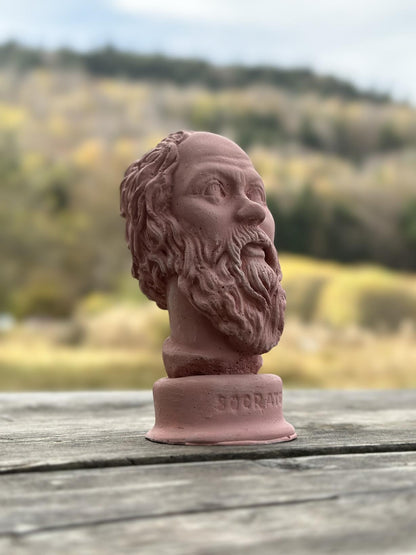 Antik Pembe Socrates Heykel Büst Biblo 13 cm
