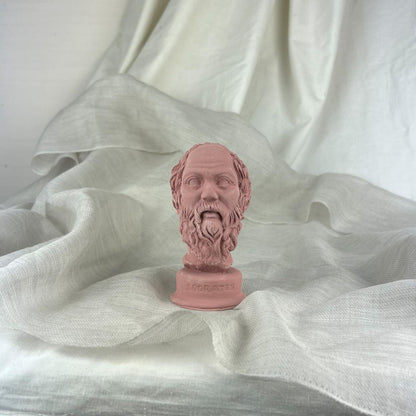 Antik Pembe Socrates Heykel Büst Biblo 13 cm