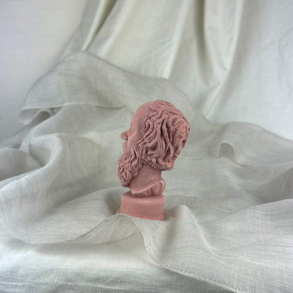 Antik Pembe Socrates Heykel Büst Biblo 13 cm