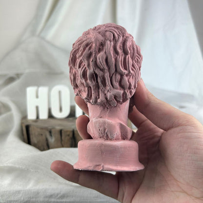 Antik Pembe Socrates Heykel Büst Biblo 13 cm