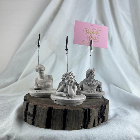 Vizon Eskitme David, Cupid (Melek) ve Apollo Kaideli Heykel 3'lü Not Tutucu Set
