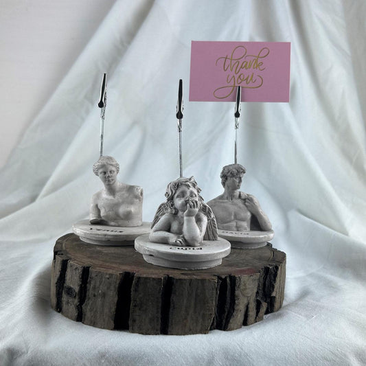 Vizon Eskitme David, Cupid (Melek) ve Venus Kaideli Heykel 3'lü Not Tutucu Set