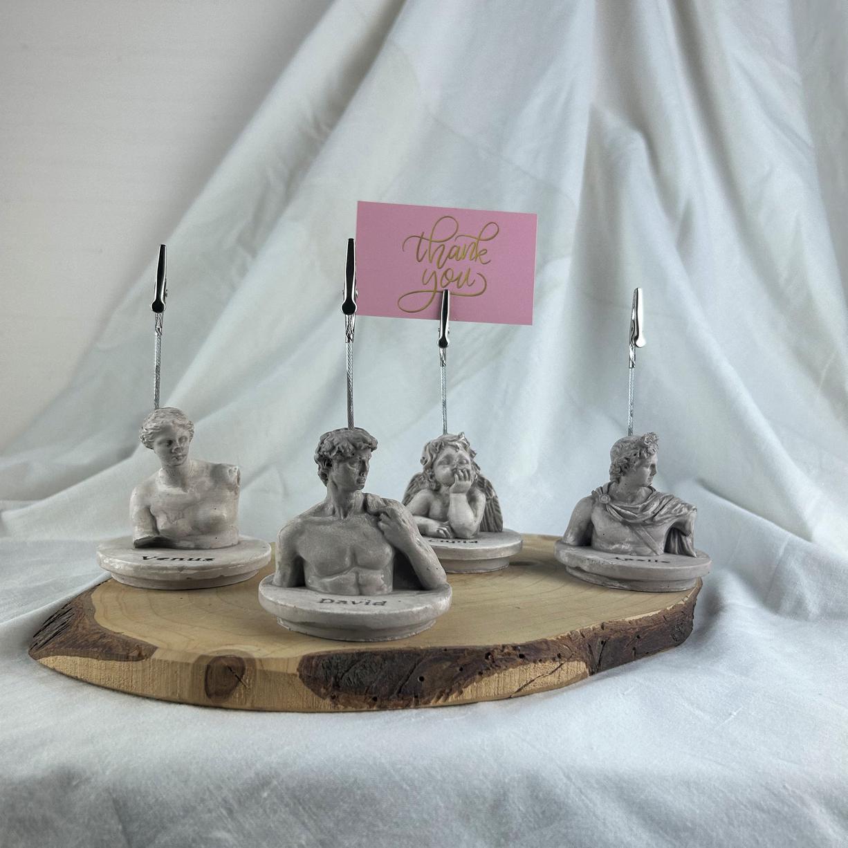 Vizon Eskitme David, Venus, Apollo ve Cupid(Melek) Kaideli Heykel 4'lü Not Tutucu Set