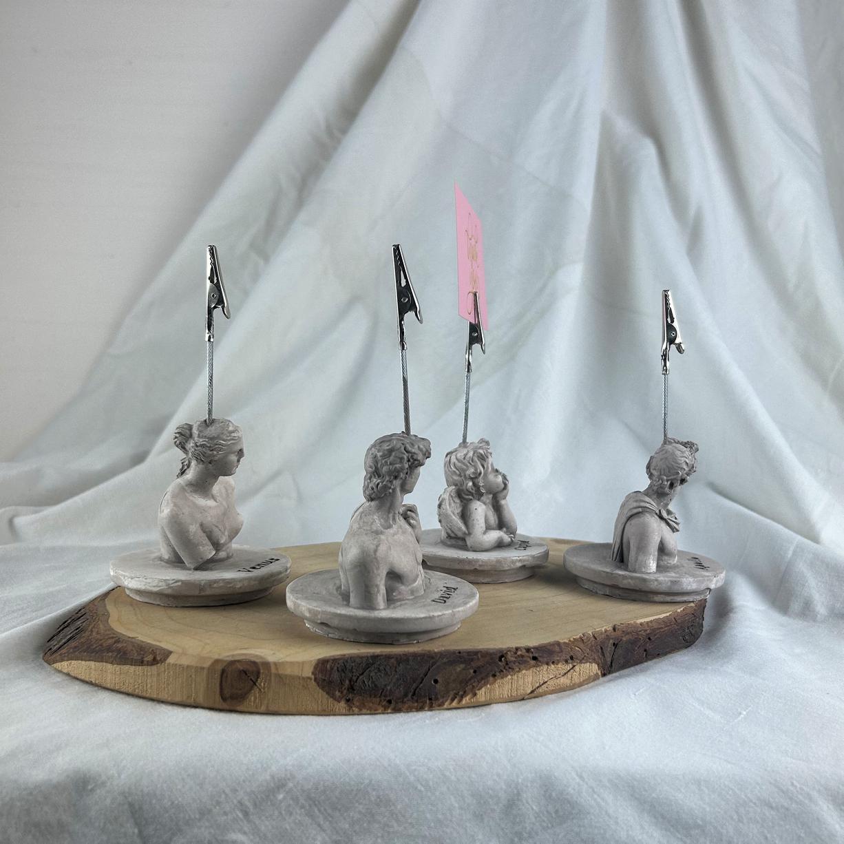Vizon Eskitme David, Venus, Apollo ve Cupid(Melek) Kaideli Heykel 4'lü Not Tutucu Set
