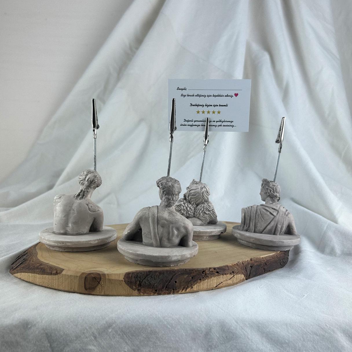 Vizon Eskitme David, Venus, Apollo ve Cupid(Melek) Kaideli Heykel 4'lü Not Tutucu Set