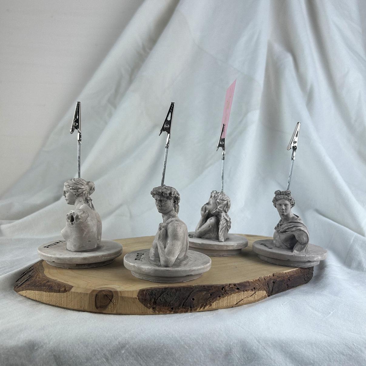 Vizon Eskitme David, Venus, Apollo ve Cupid(Melek) Kaideli Heykel 4'lü Not Tutucu Set