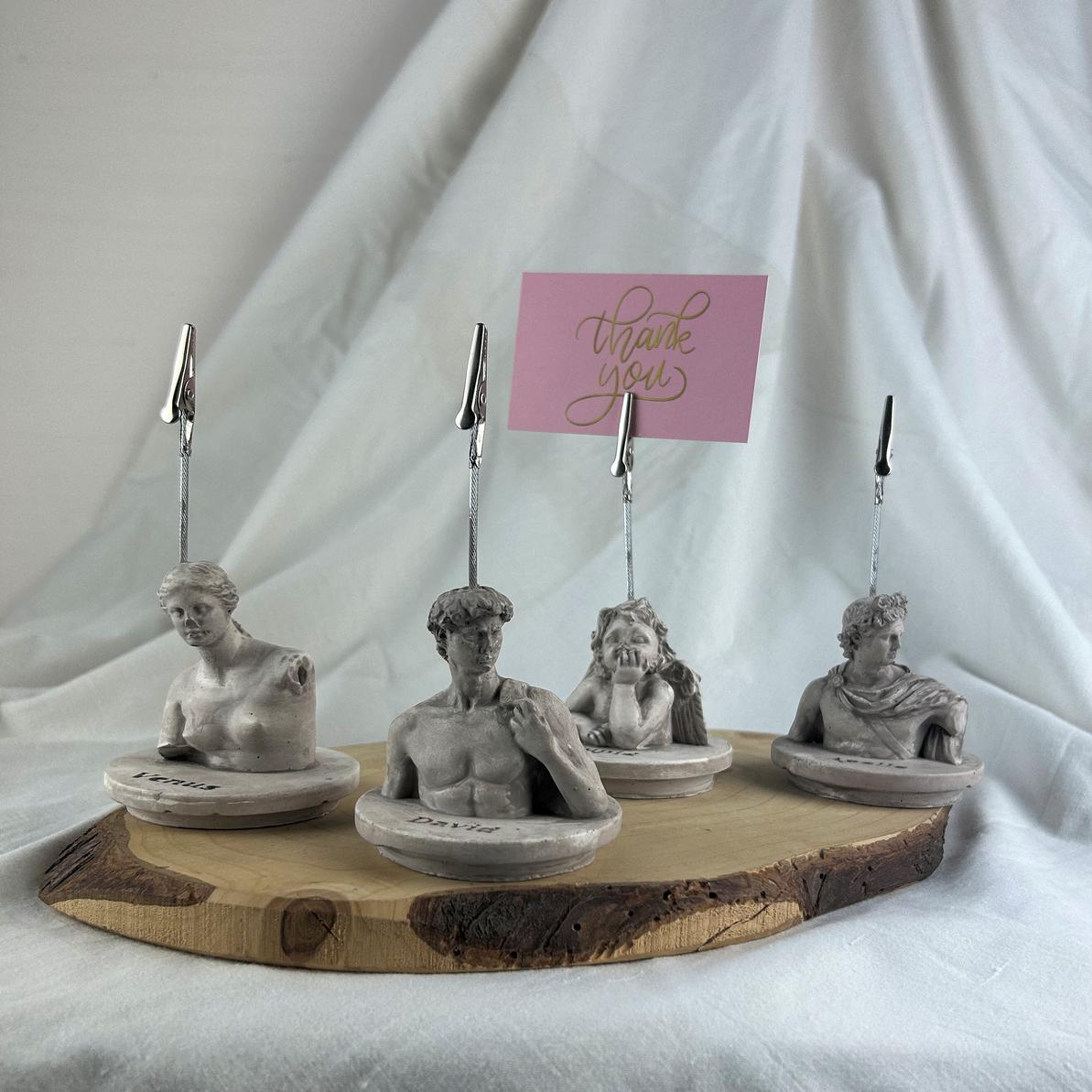 Vizon Eskitme David, Venus, Apollo ve Cupid(Melek) Kaideli Heykel 4'lü Not Tutucu Set