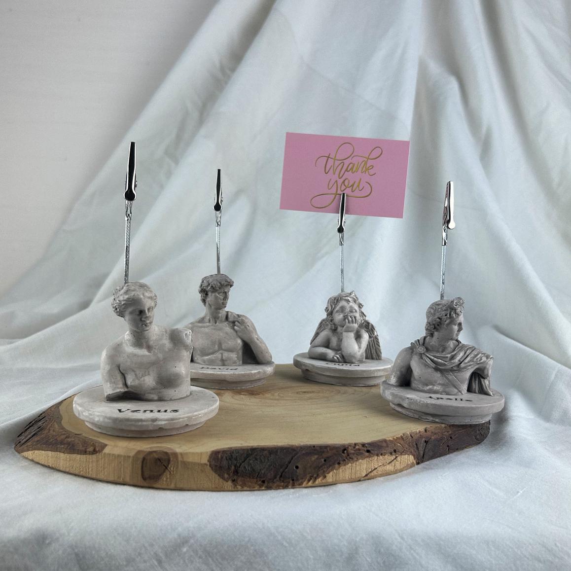 Vizon Eskitme David, Venus, Apollo ve Cupid(Melek) Kaideli Heykel 4'lü Not Tutucu Set
