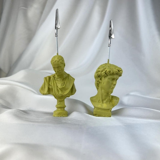 Küf Yeşili Michelangelo ve David Heykel 2'li Not Tutucu Set