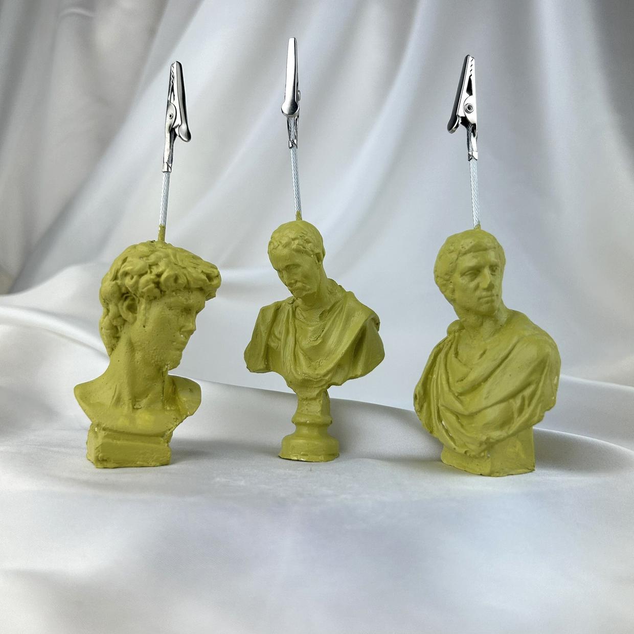 Küf Yeşili Michelangelo, Brutus ve David Heykel 3'lü Not Tutucu Set