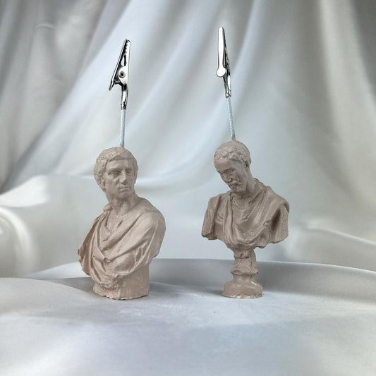 Krem Michelangelo ve Brutus Heykel 2'li Not Tutucu Set