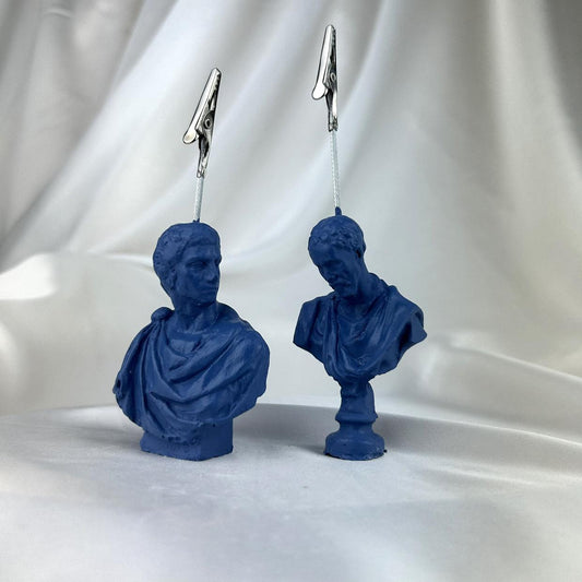 Gri Mavi Michelangelo ve Brutus Heykel 2'li Not Tutucu Set