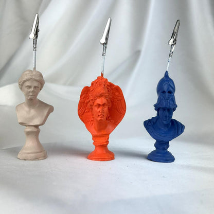 Venus, Perseus ve Athena Heykel 3'lü Not Tutucu Set (Krem, Turuncu, Gri Mavi)