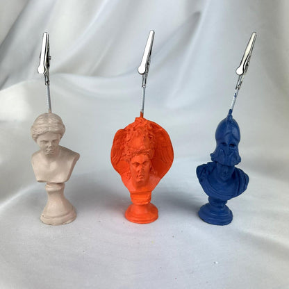 Venus, Perseus ve Athena Heykel 3'lü Not Tutucu Set (Krem, Turuncu, Gri Mavi)