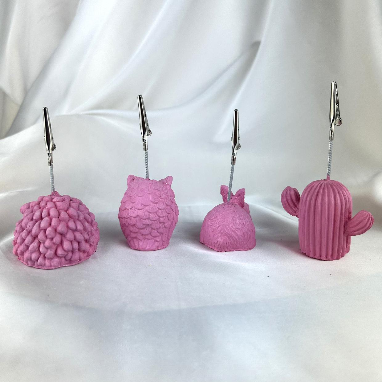 Pembe Kuzu, Baykuş,Tavşan ve Kaktüs 4'lü Not Tutucu Set
