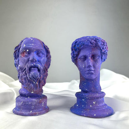 Galaxy Hermes ve Socrates Heykel Büst Biblo 2'li Set 13 cm