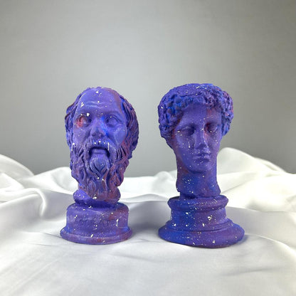 Galaxy Hermes ve Socrates Heykel Büst Biblo 2'li Set 13 cm