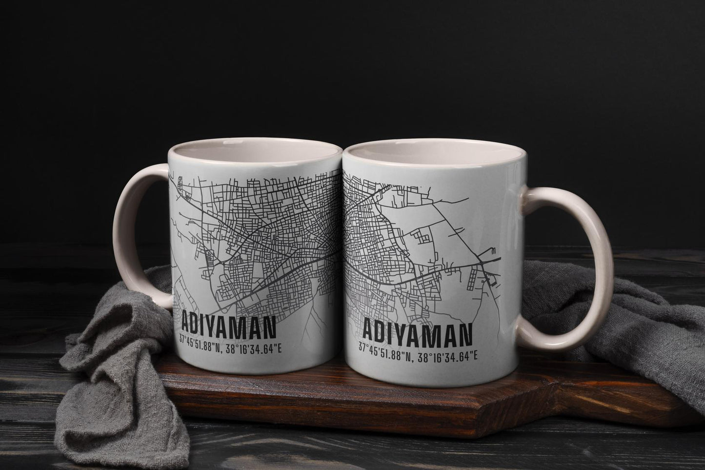 Adıyaman Şehir Haritası Baskılı Porselen Kupa Bardak