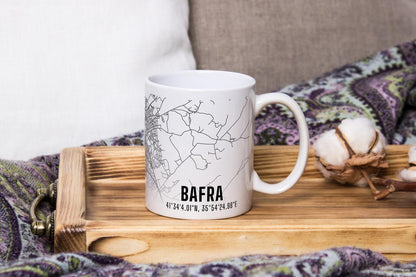Bafra Şehir Haritası Baskılı Porselen Kupa Bardak