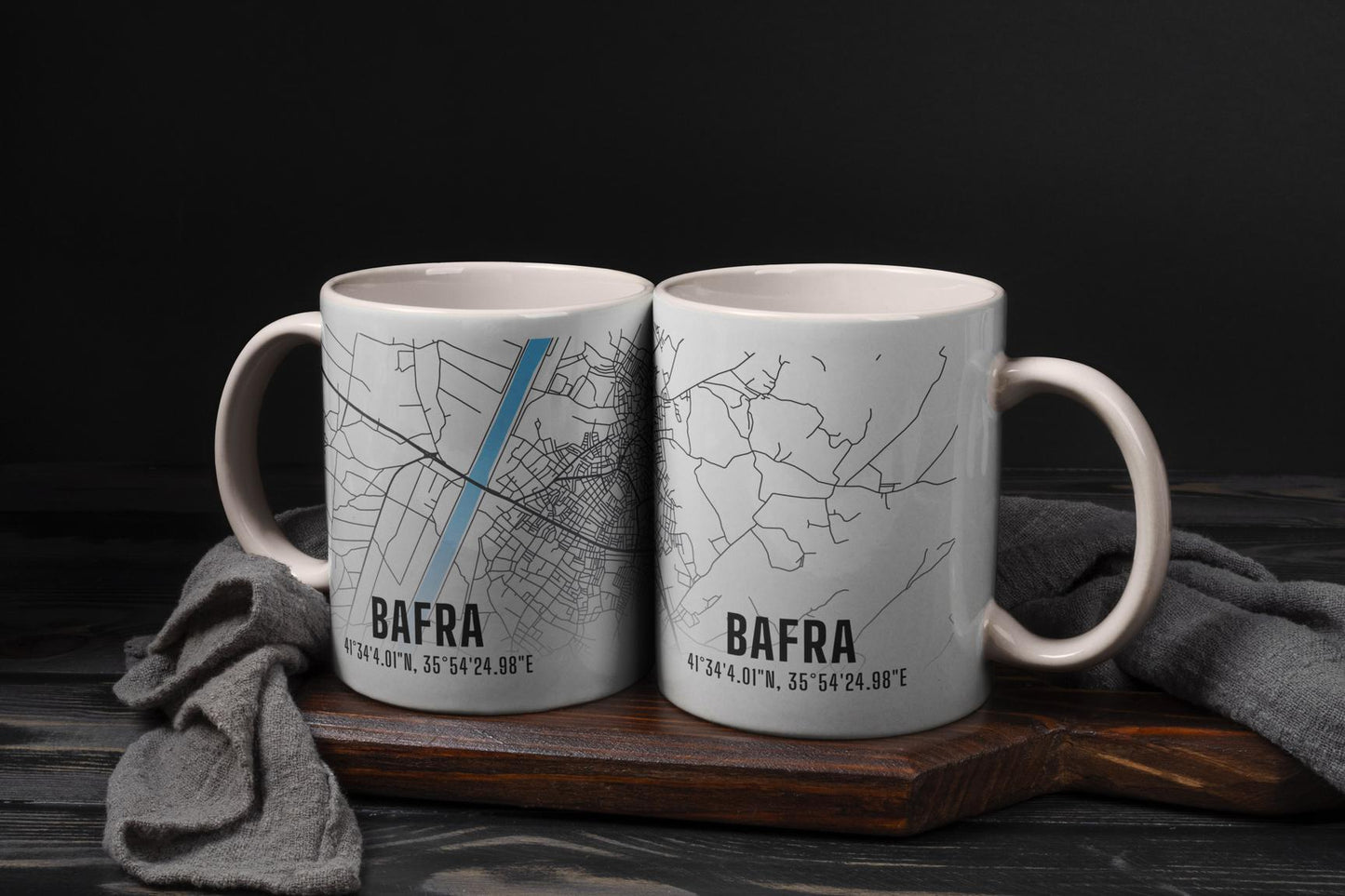 Bafra Şehir Haritası Baskılı Porselen Kupa Bardak