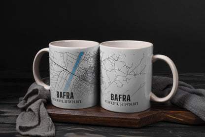 Bafra Şehir Haritası Baskılı Porselen Kupa Bardak