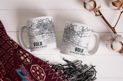 Bolu Şehir Haritası Baskılı Porselen Kupa Bardak