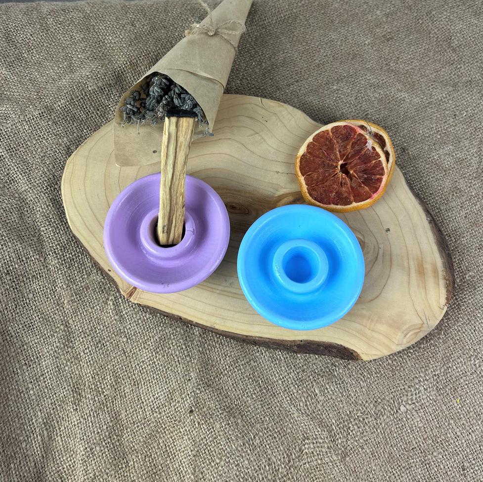 Lila - Mavi Beton Palo Santo 2'li Tütsülük, A?aç ve Çubuk Tütsü ?çin Tütsü Taba??