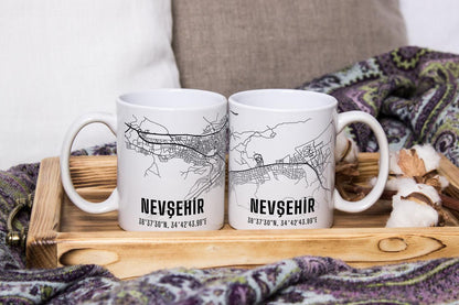 Nevşehir Şehir Haritası Baskılı Porselen Kupa Bardak